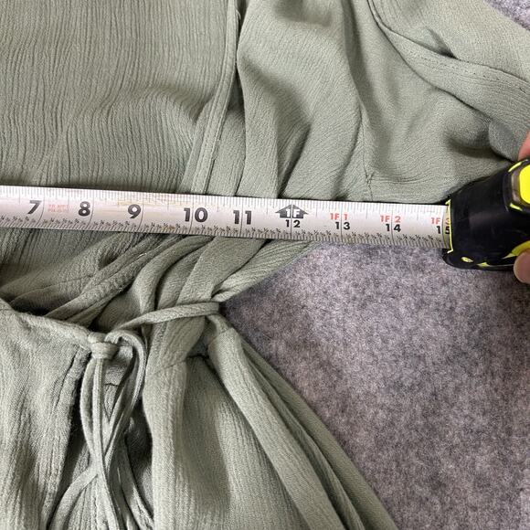 Lulus Dress Womens Large Much Obliged Washed Olive Green Wrap Maxi - Picture 6 of 10